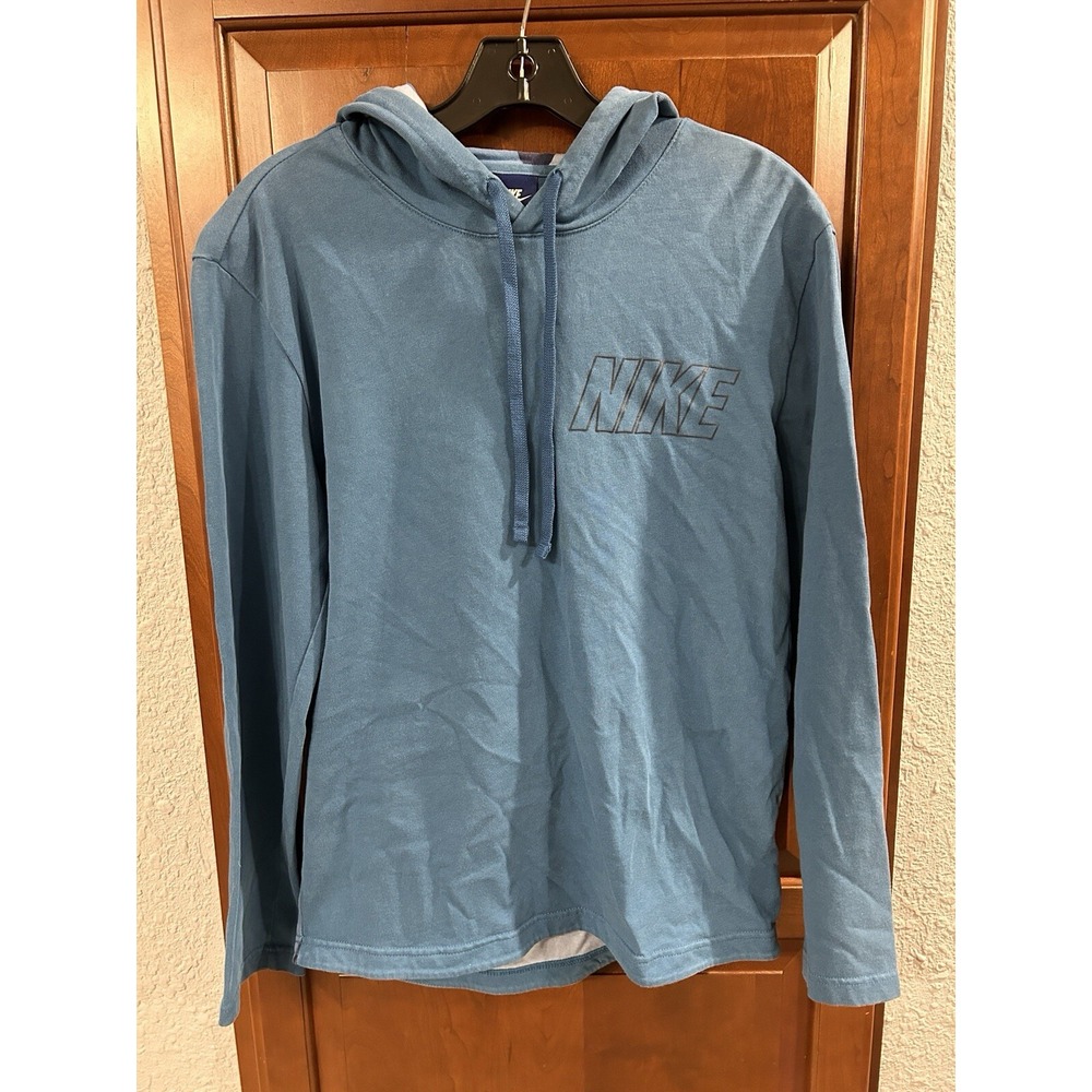 Vintage Nike Blue Tag Pullover Light Hoodie Small Embroidered NIKE Geometric